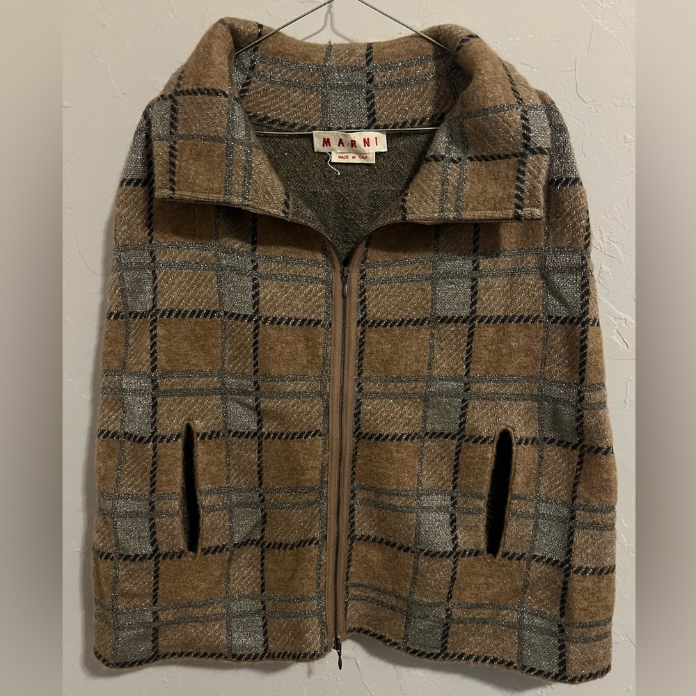Marni plaid cape jacket